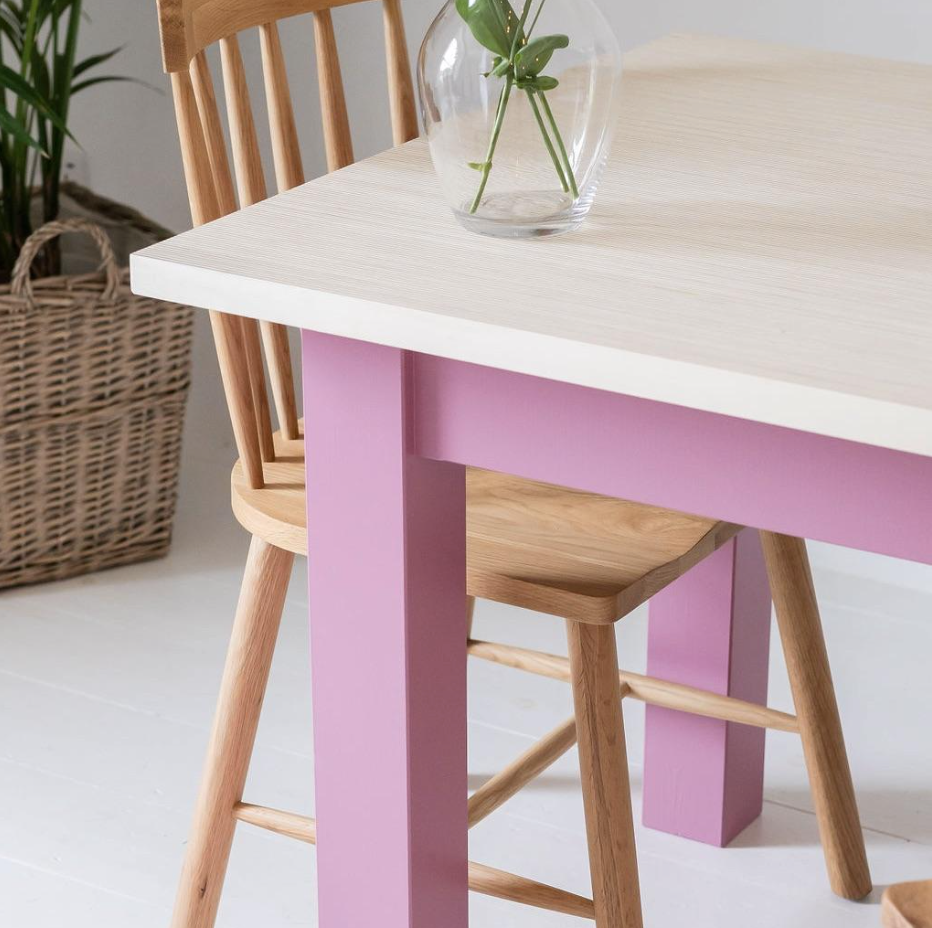 Pastel Pink Farmhouse Dining Table