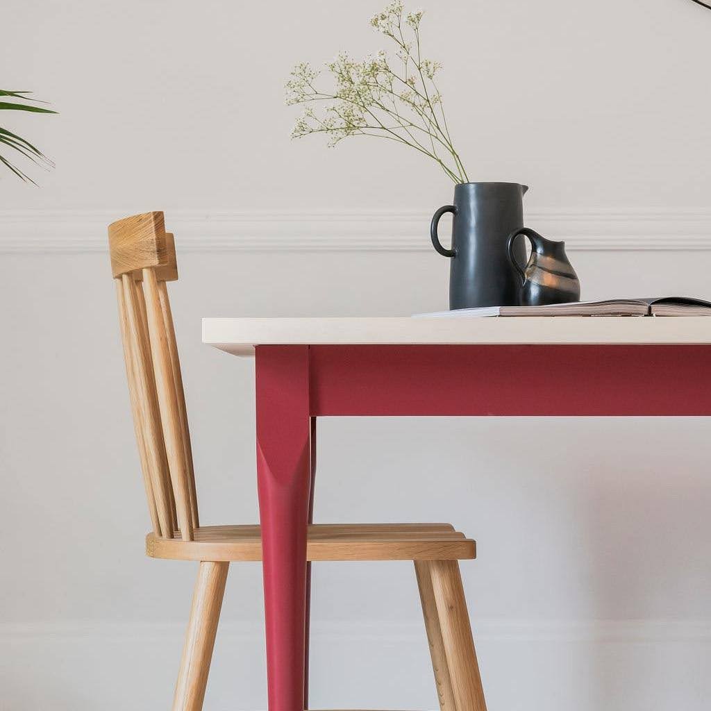 Farmhouse Table with red legs.
