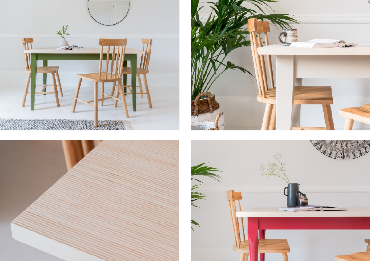A collection of different wooden tables.