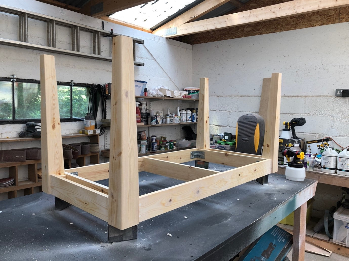 Wooding dining table being made in the workshop