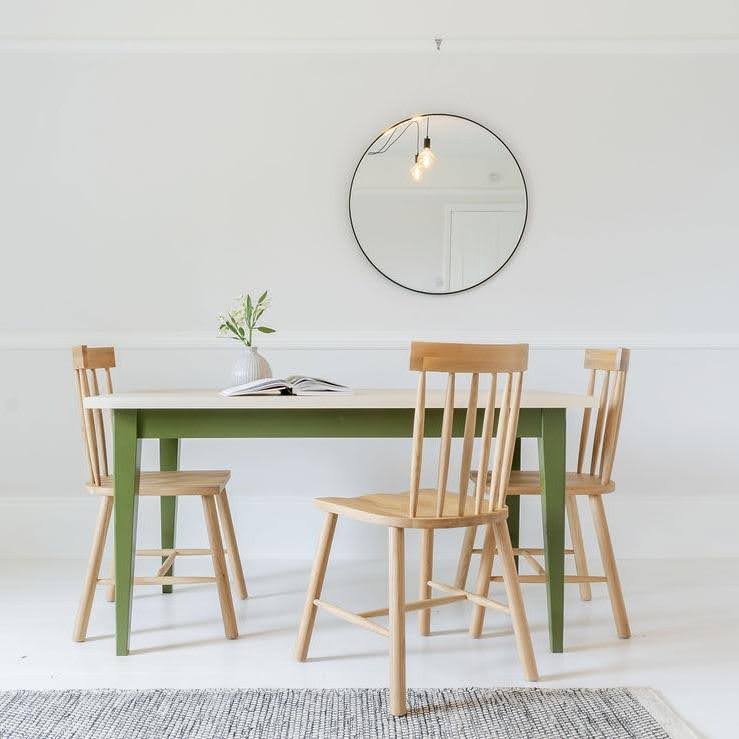 Green Scandi Dining Table in dining room