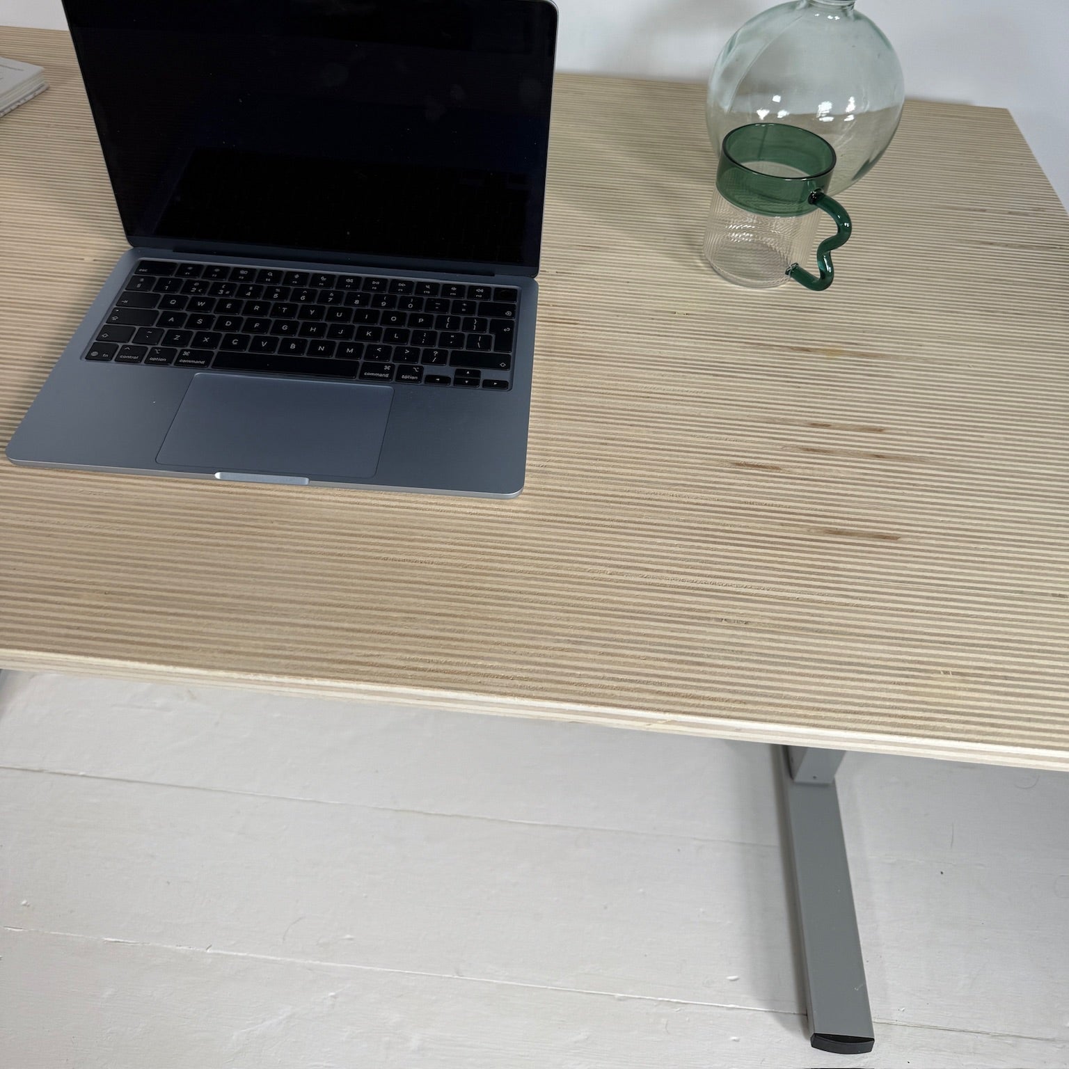 Sit–Stand Desk with Made to Measure Edge-Grain Plywood Top