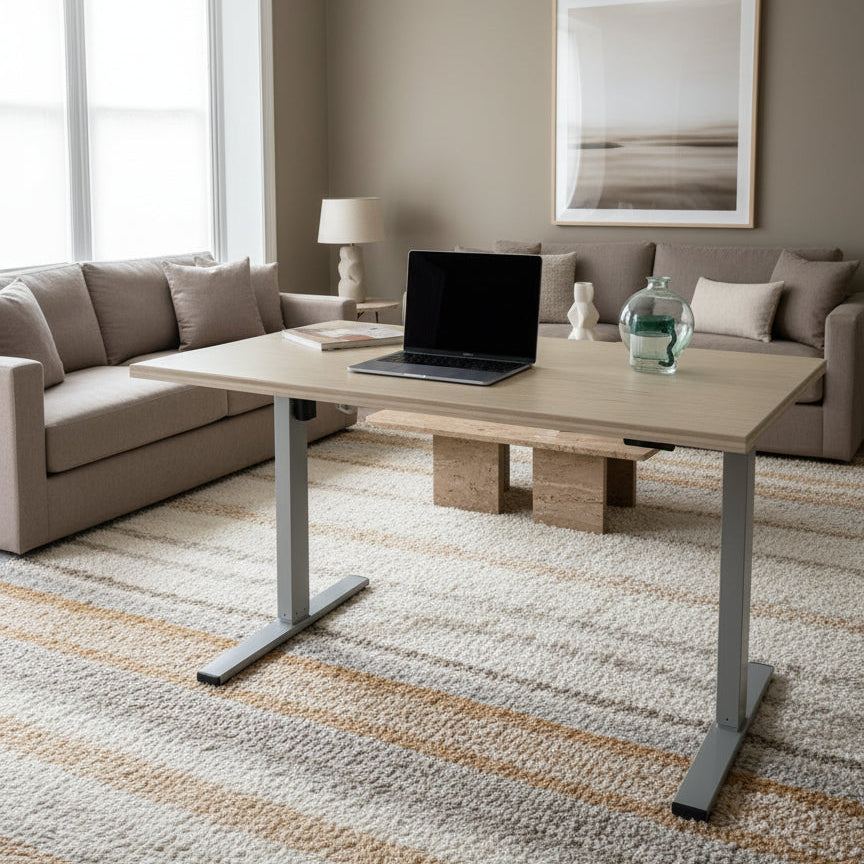 Sit–Stand Desk with Made to Measure Edge-Grain Plywood Top
