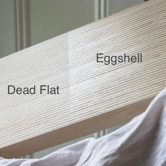 Dead flat finish vs. eggshell finish.