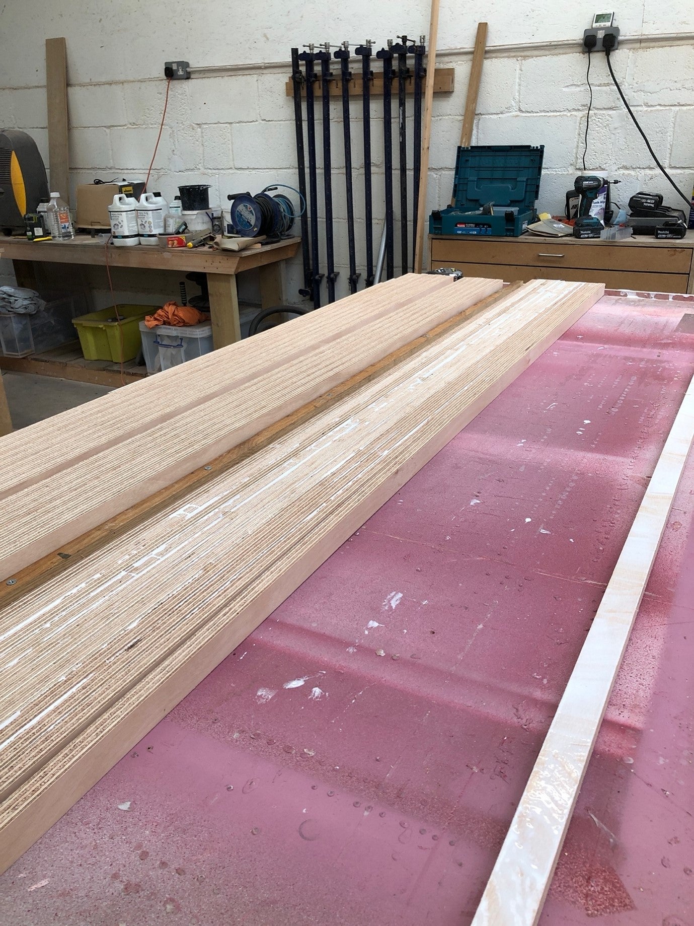 Wooden Dining Table Top being made in the workshop