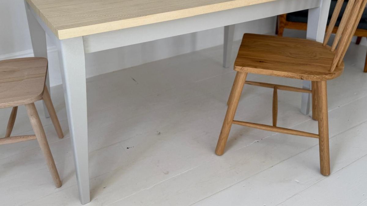 Scandi Wooden Dining Table in Light Grey