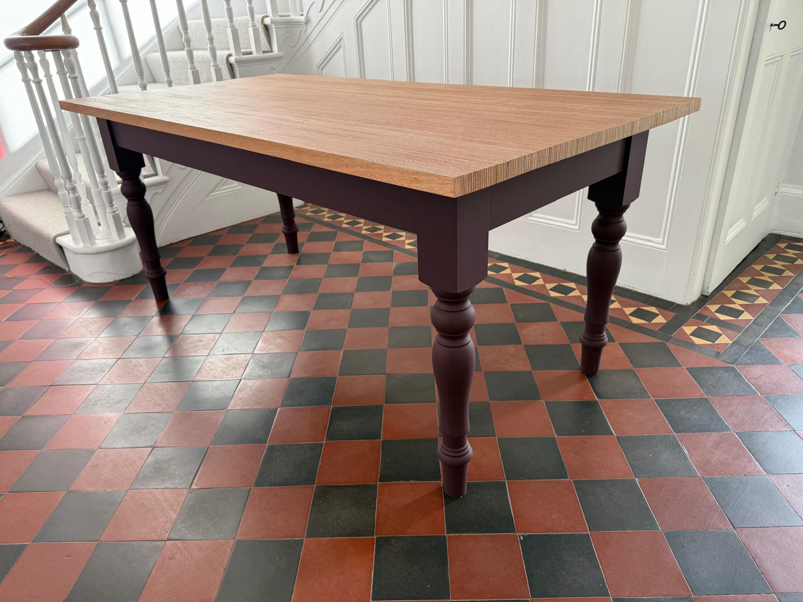 'The Newquay' Farmhouse Wooden Dining Table (Purple)