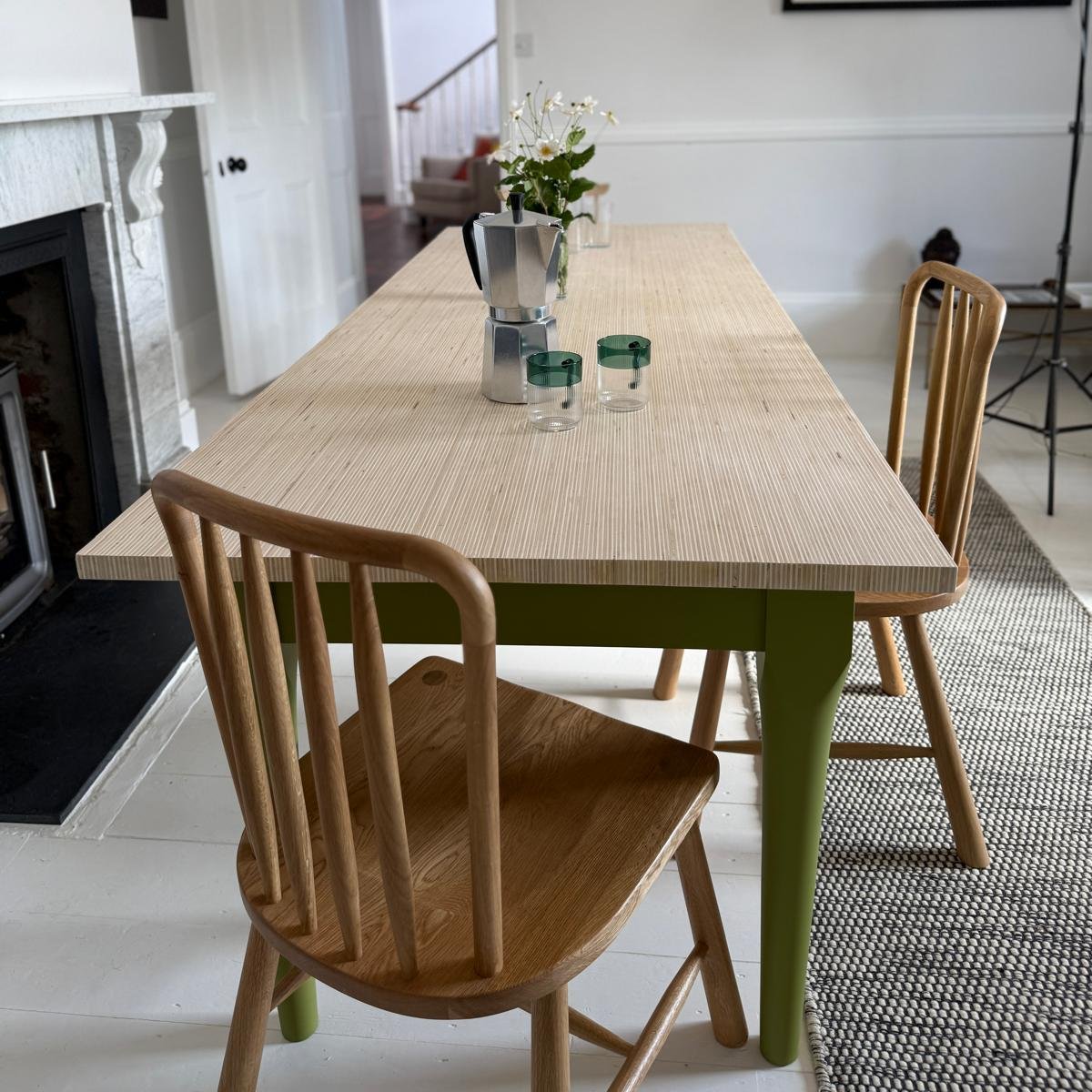 'The Tintagel' Wooden Dining Table (Green)