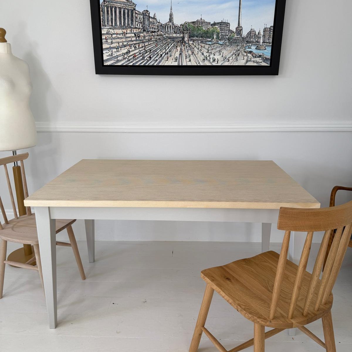 'The Padstow' Scandi Wooden Dining Table (Grey)