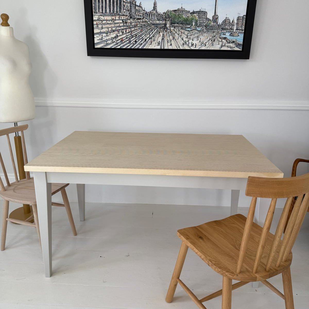'The Padstow' Scandi Wooden Dining Table (Grey)