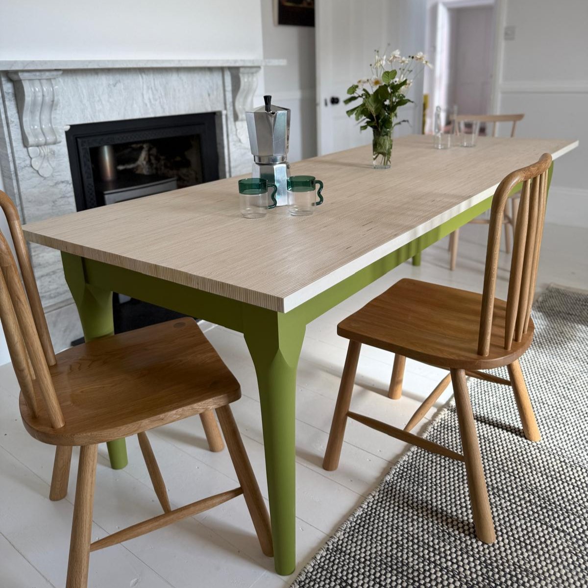 'The Tintagel' Wooden Dining Table (Green)