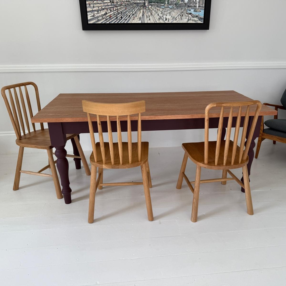 'The Newquay' Farmhouse Wooden Dining Table (Purple)
