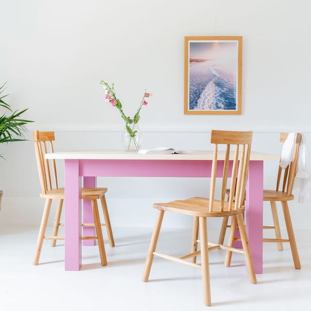 Penzance Contemporary Farmhouse Wooden Dining Table in Birch Ply - Sand Made