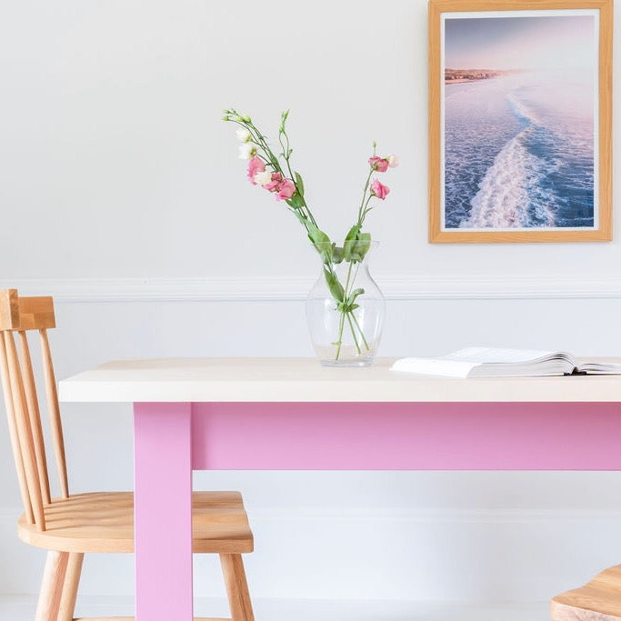 Pink Wooden Dining Table