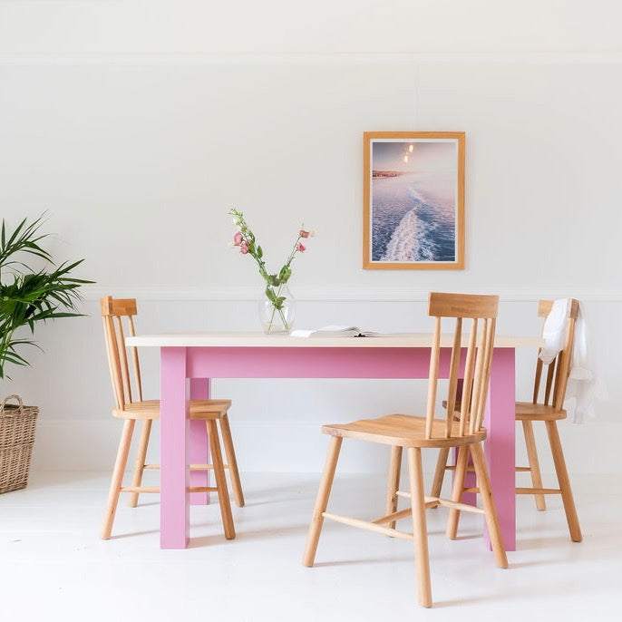 Penzance Contemporary Farmhouse Wooden Dining Table in Birch Ply - Sand Made