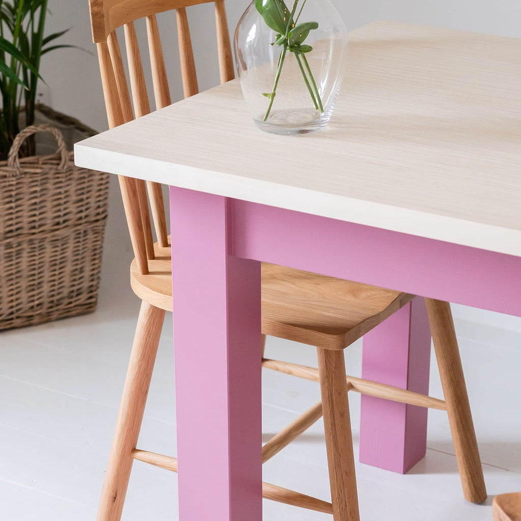 Penzance Contemporary Farmhouse Wooden Dining Table in Birch Ply - Sand Made