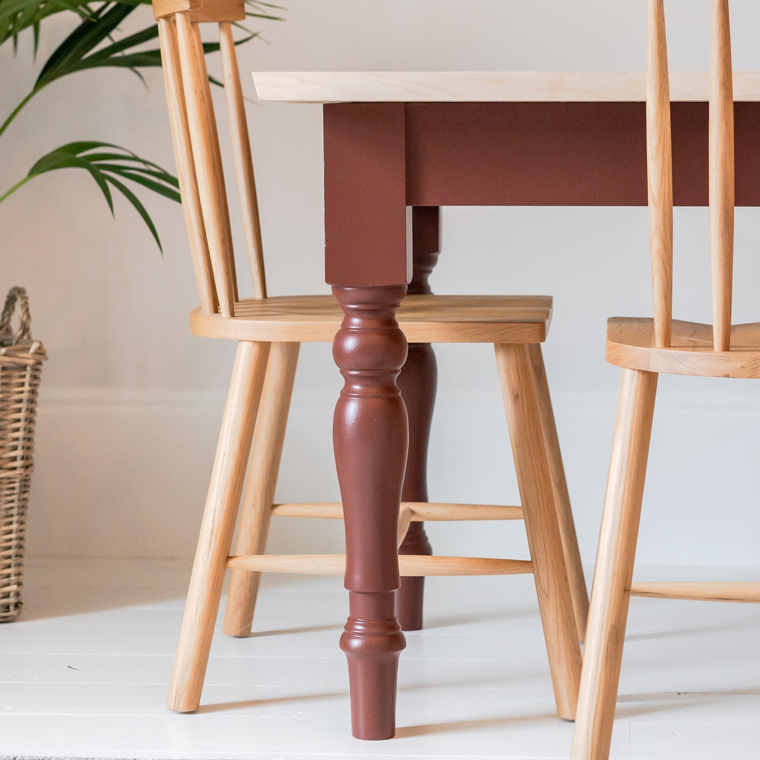 Farmhouse Dining Table with Farrow and Ball Paint finish