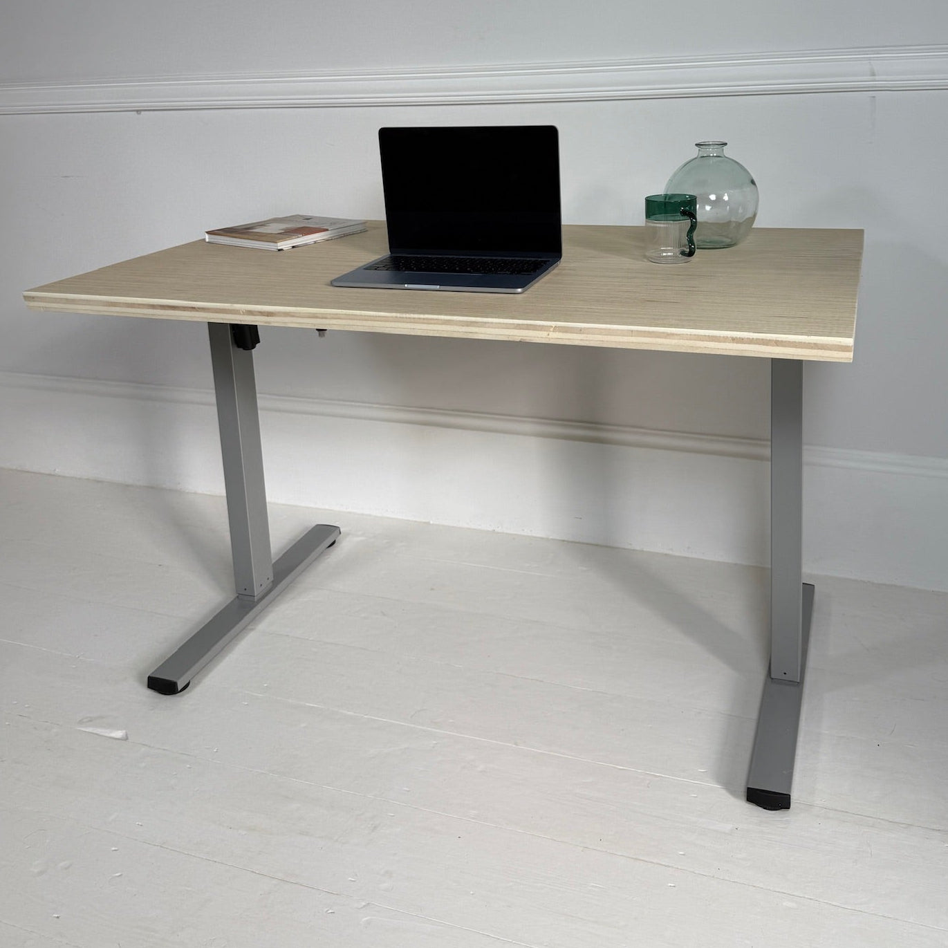 Sit–Stand Desk with Made to Measure Edge-Grain Plywood Top