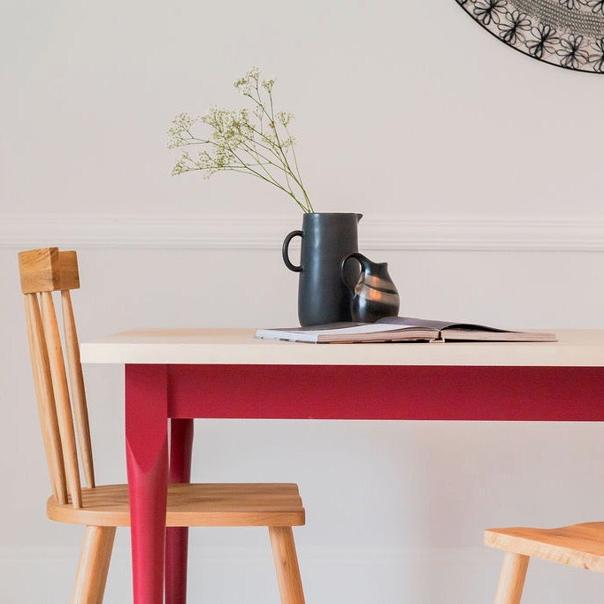 Salcombe Scandinavian Style Wooden Dining Table with Solid Edge Grain Top - Sand Made