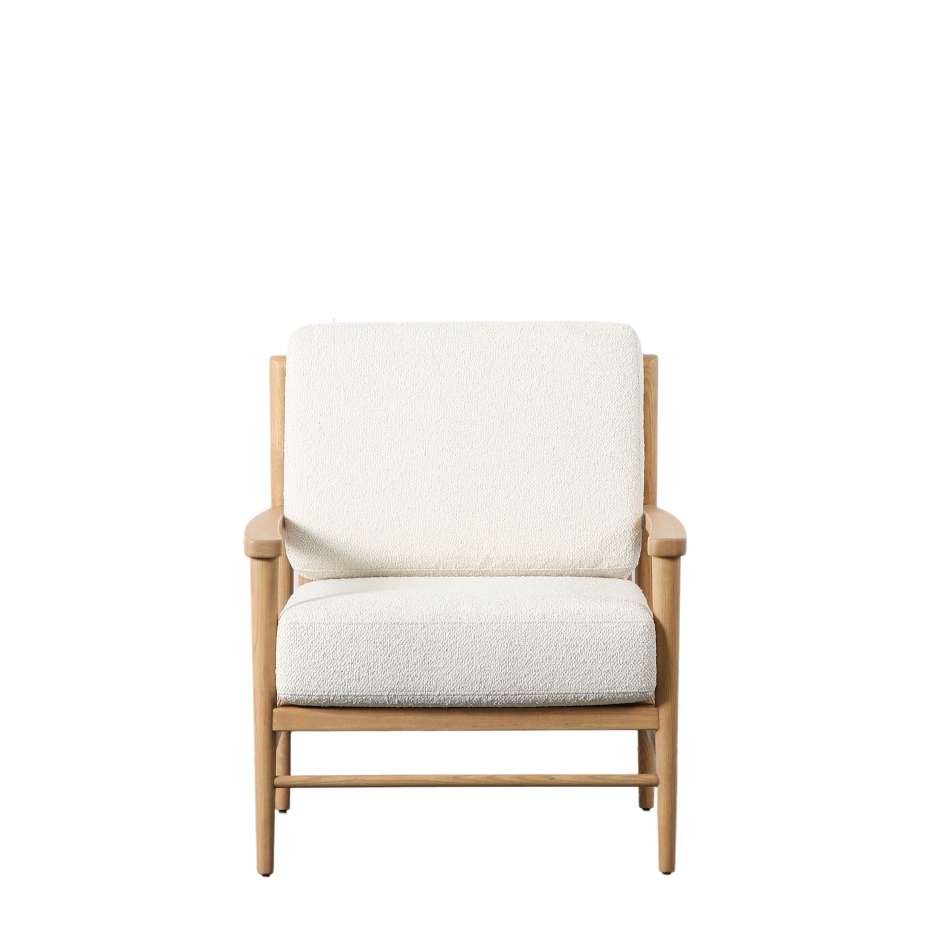 Kynance Oak Frame Armchair with Rattan and Natural Cushions