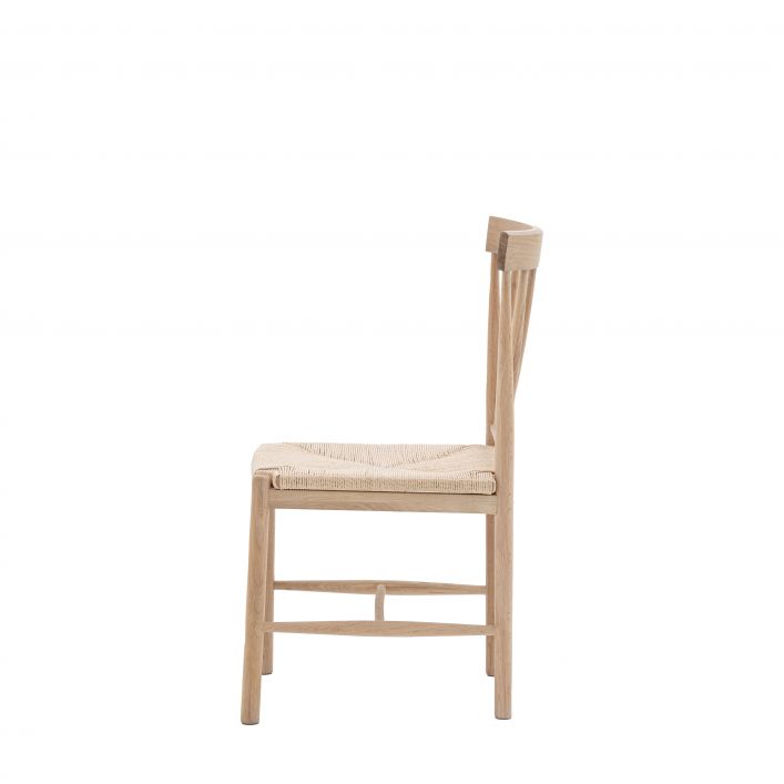 Oak and Rope Seat Wooden Dining Chair (In Pairs)