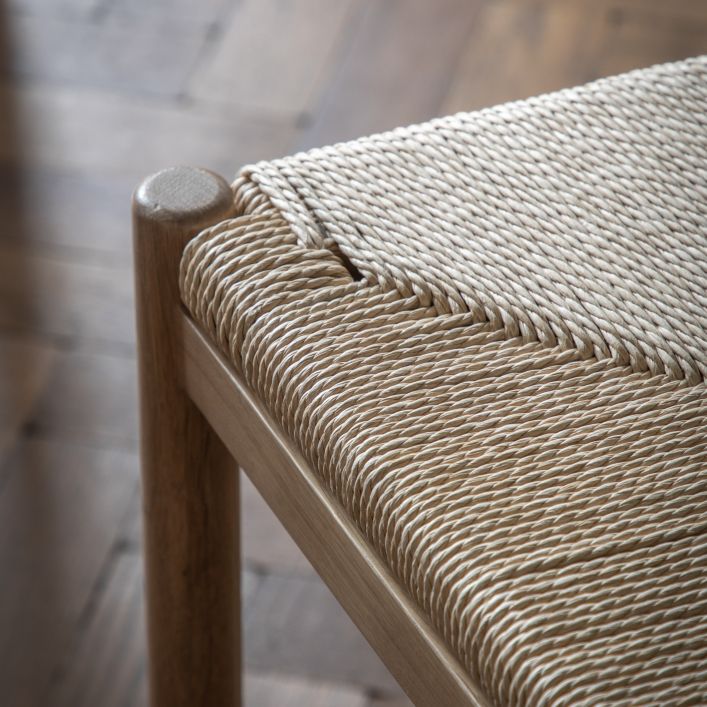 Oak Rope Seat Dining Chairs  (In Pairs)