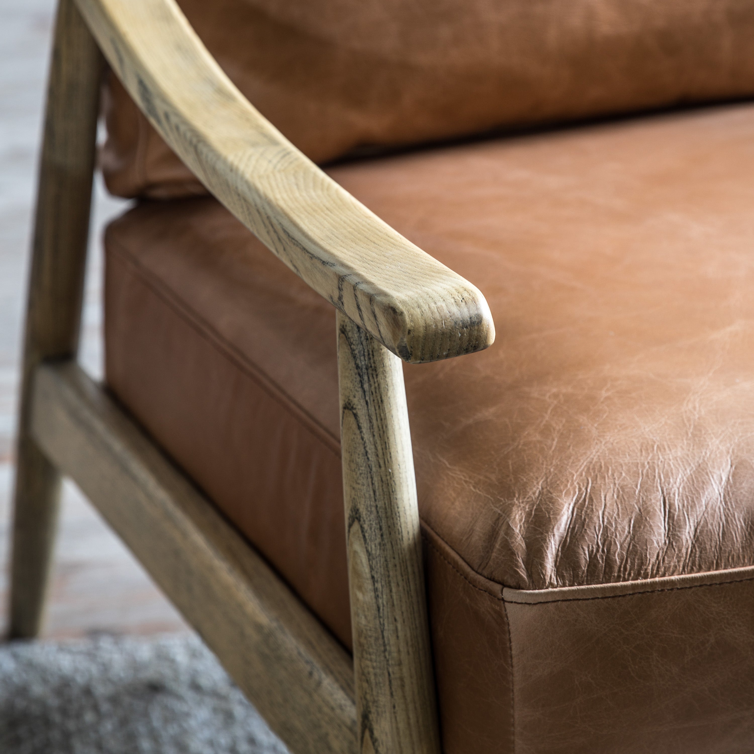 Porthcurnow Ash and Brown Leather Armchair