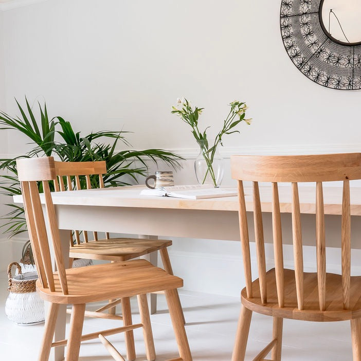 St Ives Square Tapered Leg Kitchen Dining Table with Solid Wood Edge Grain Top - Sand Made