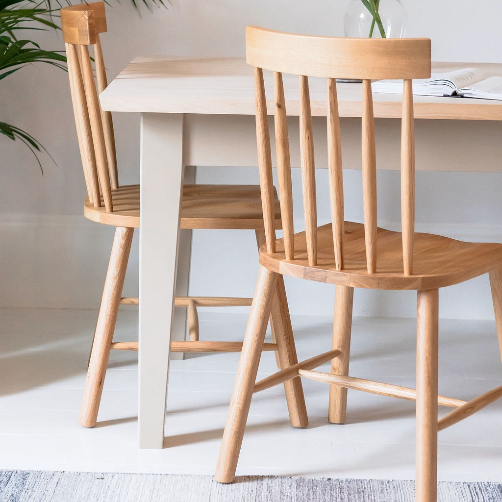 St Ives Square Tapered Leg Kitchen Dining Table with Solid Wood Edge Grain Top - Sand Made