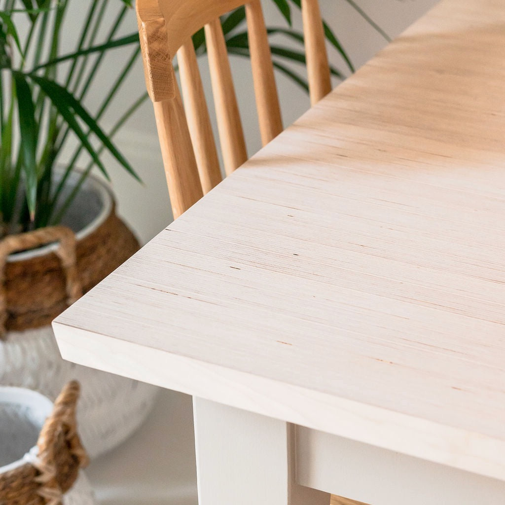 St Ives Square Tapered Leg Kitchen Dining Table with Solid Wood Edge Grain Top - Sand Made