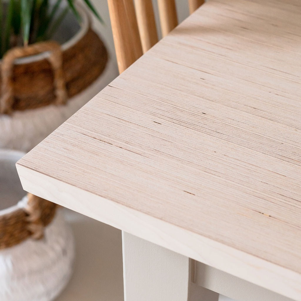 St Ives Square Tapered Leg Kitchen Dining Table with Solid Wood Edge Grain Top - Sand Made