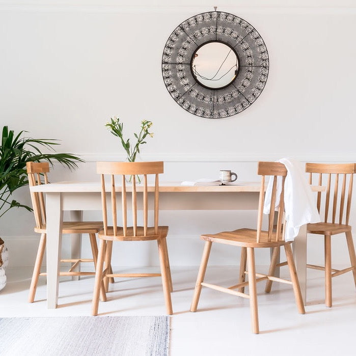 St Ives Square Tapered Leg Kitchen Dining Table with Solid Wood Edge Grain Top - Sand Made