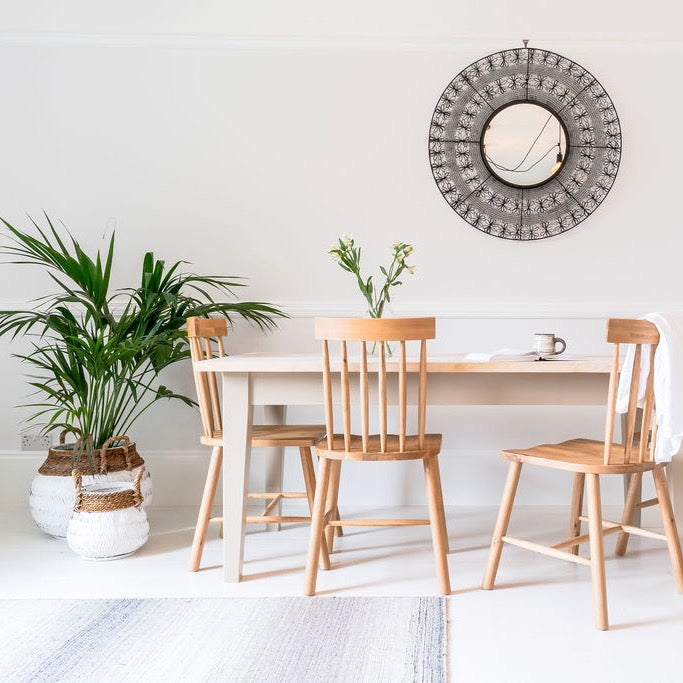 St Ives Square Tapered Leg Kitchen Dining Table with Solid Wood Edge Grain Top - Sand Made