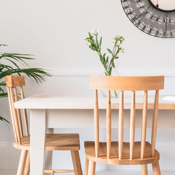 St Ives Square Tapered Leg Kitchen Dining Table with Solid Wood Edge Grain Top - Sand Made