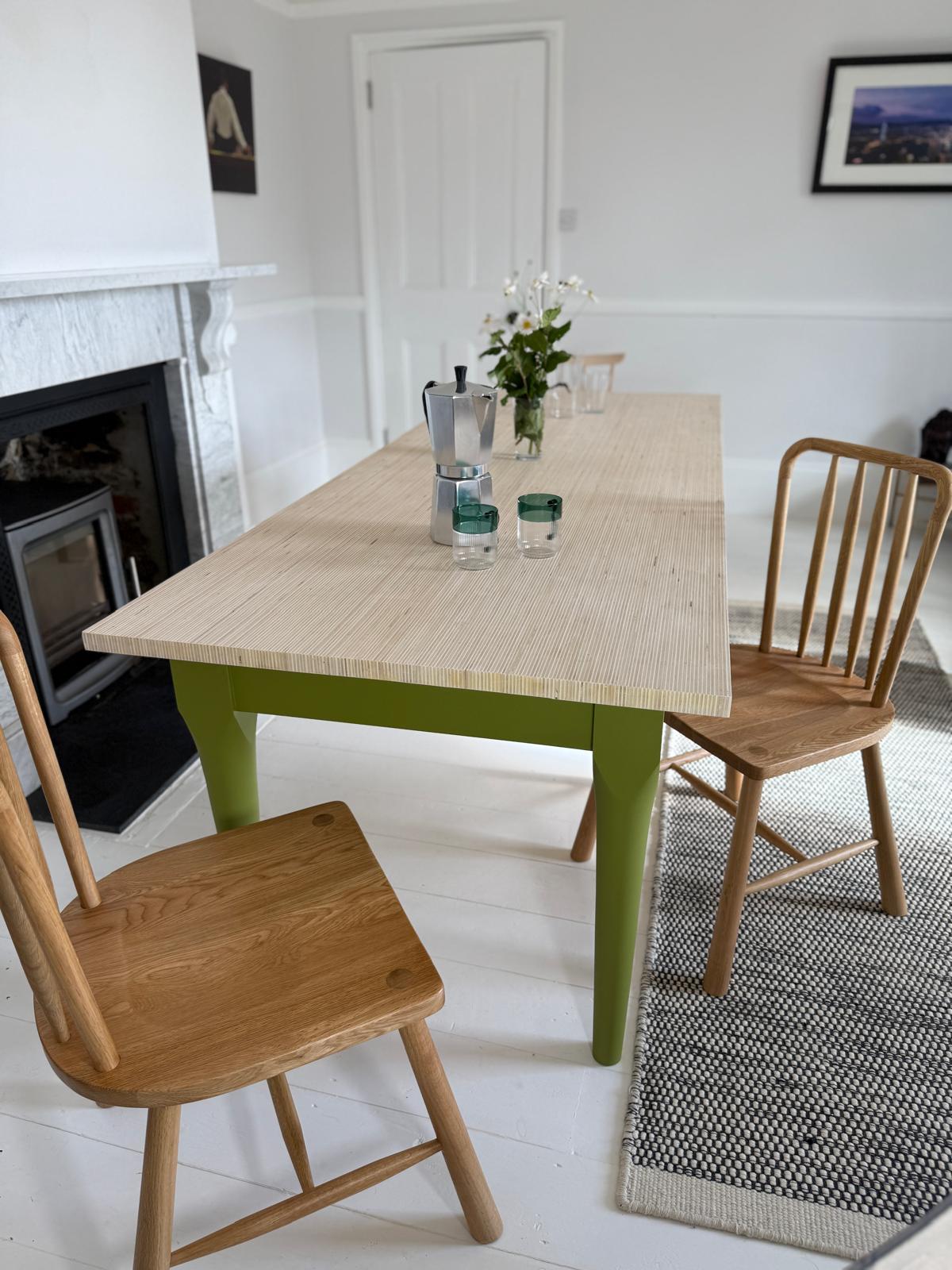 'The Tintagel' Wooden Dining Table (Green)