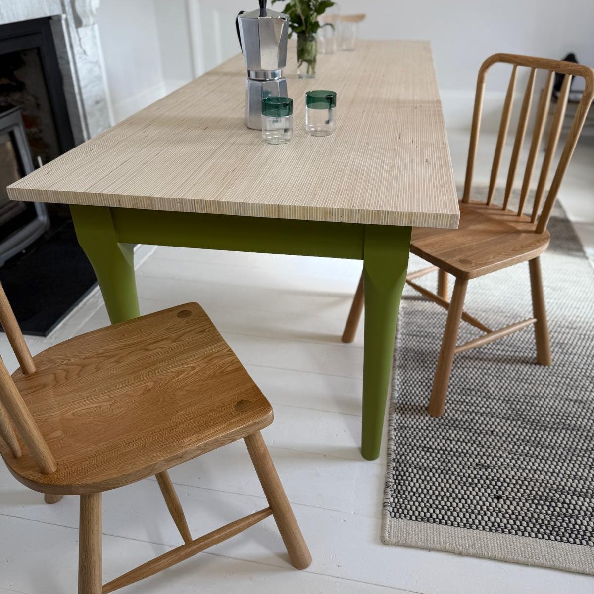 'The Tintagel' Wooden Dining Table (Green)