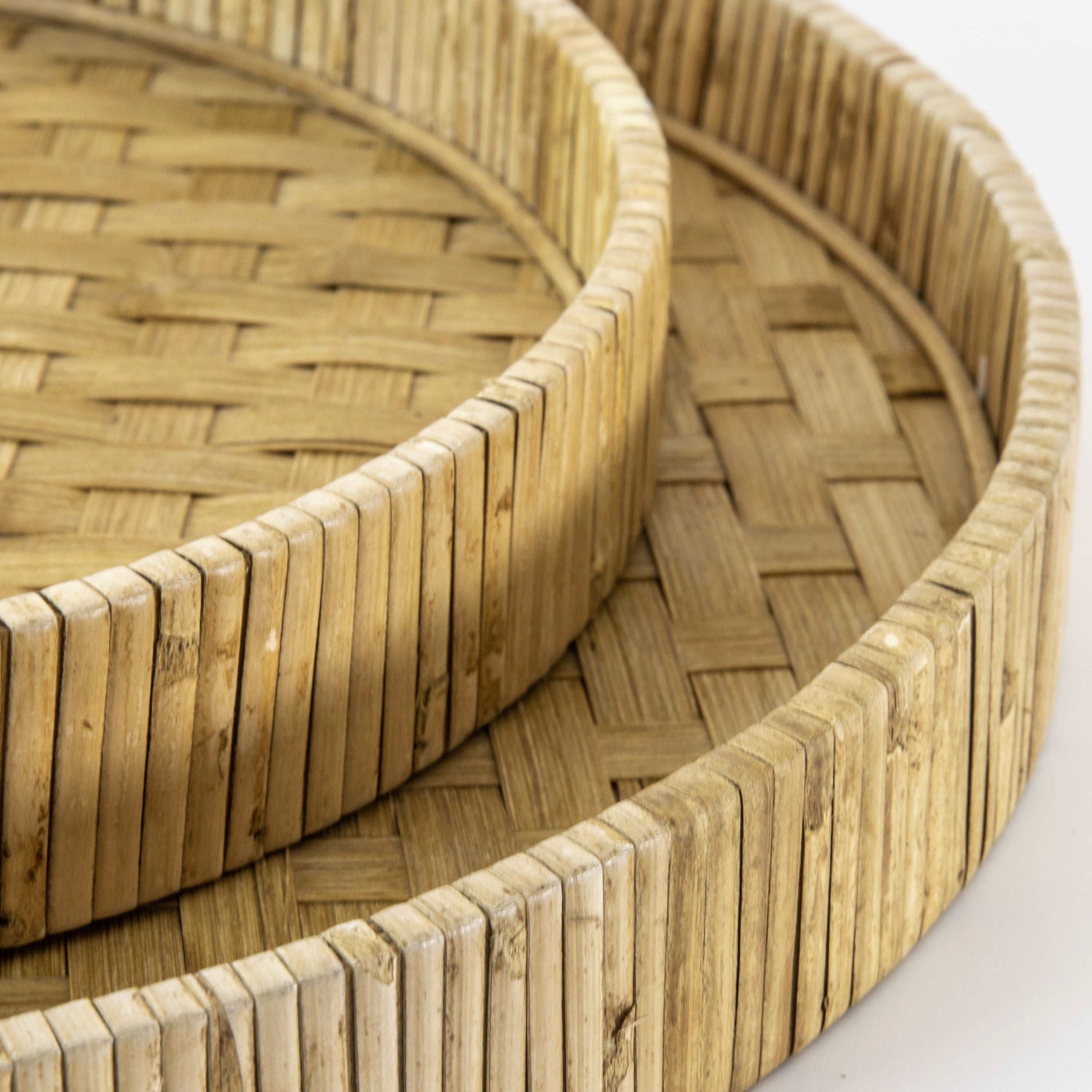 Rattan Weave Decorative Display Trays (pair)