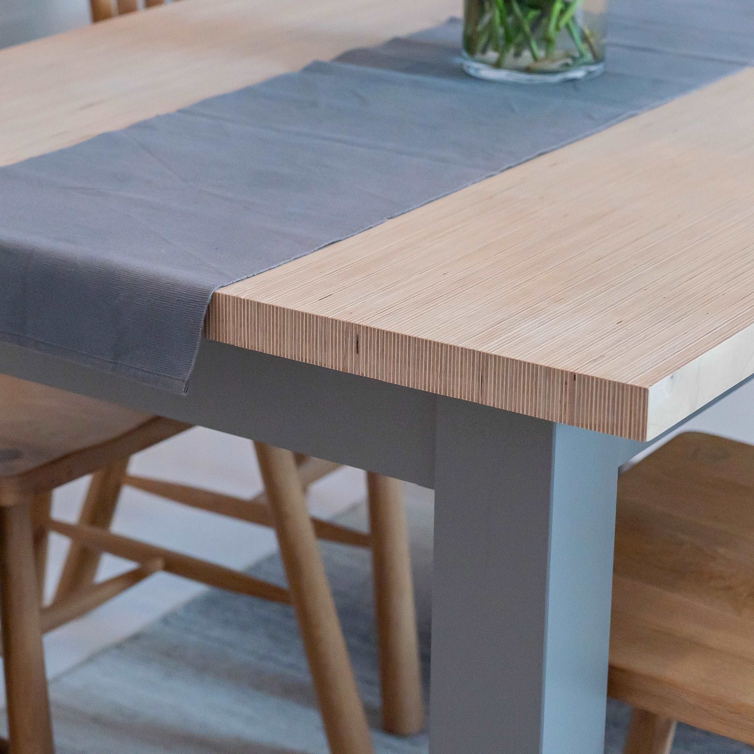 Sand Made Contemporary Farmhouse Wooden Dining Table in Birch Ply