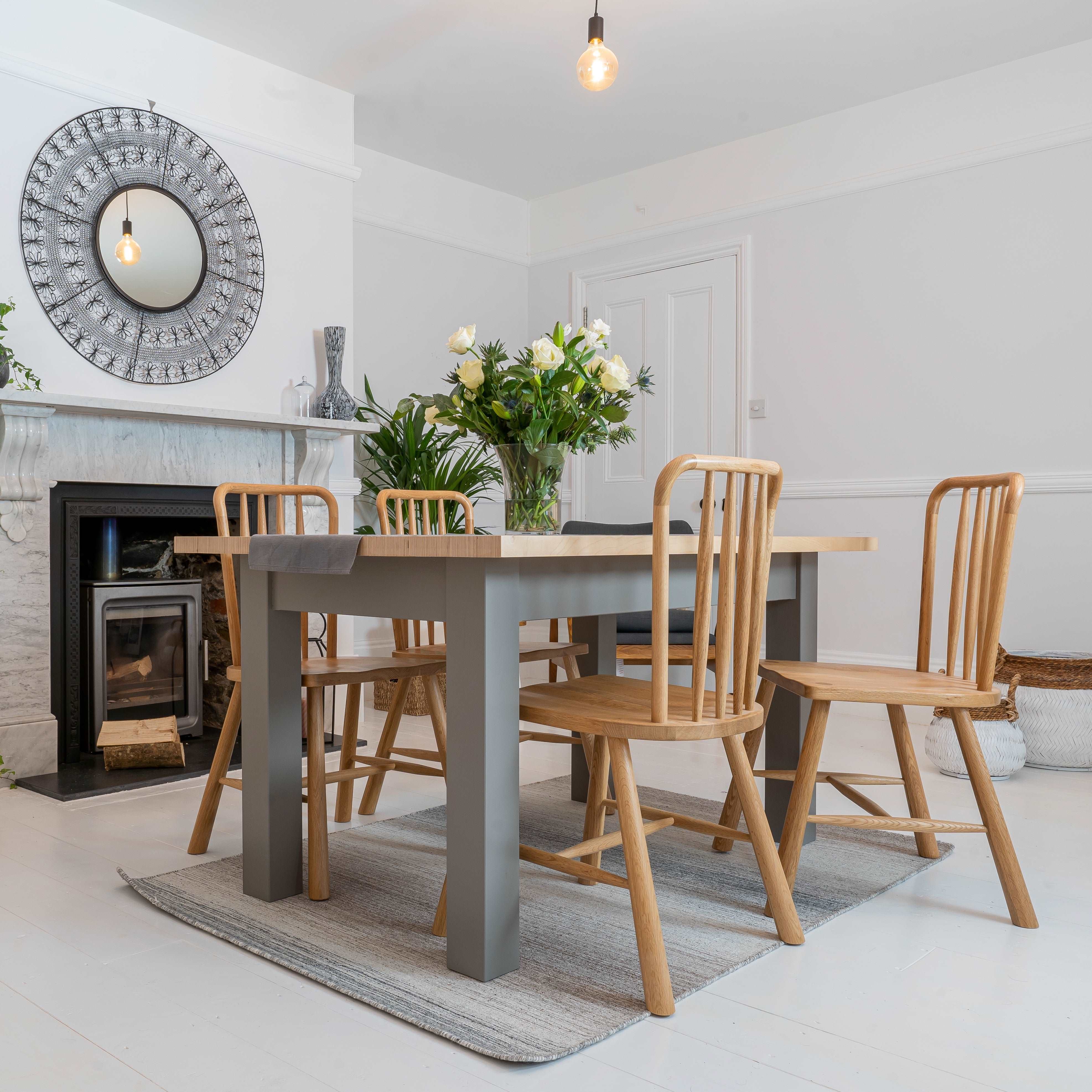 Sand Made Contemporary Farmhouse Wooden Dining Table in Birch Ply