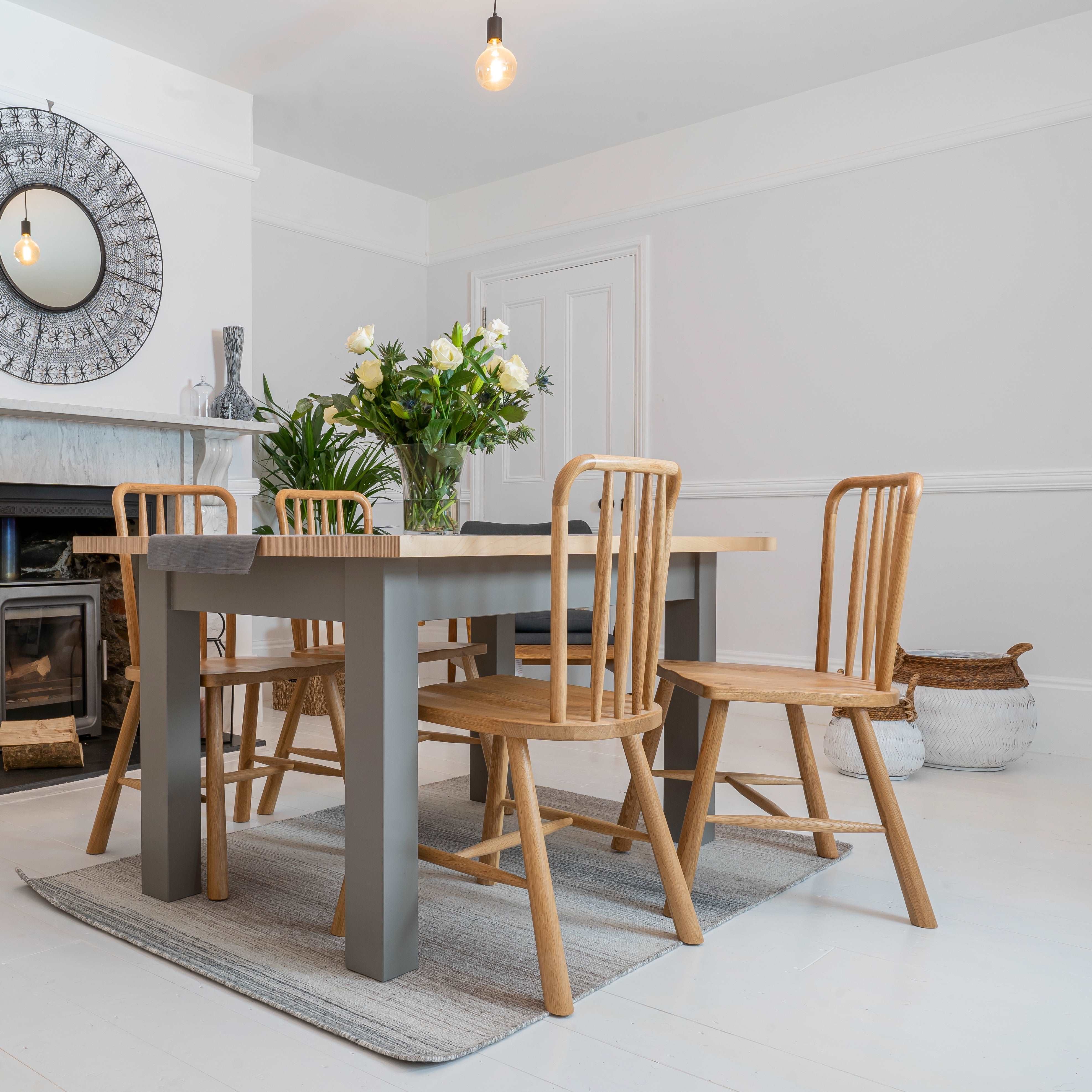 Sand Made Contemporary Farmhouse Wooden Dining Table in Birch Ply