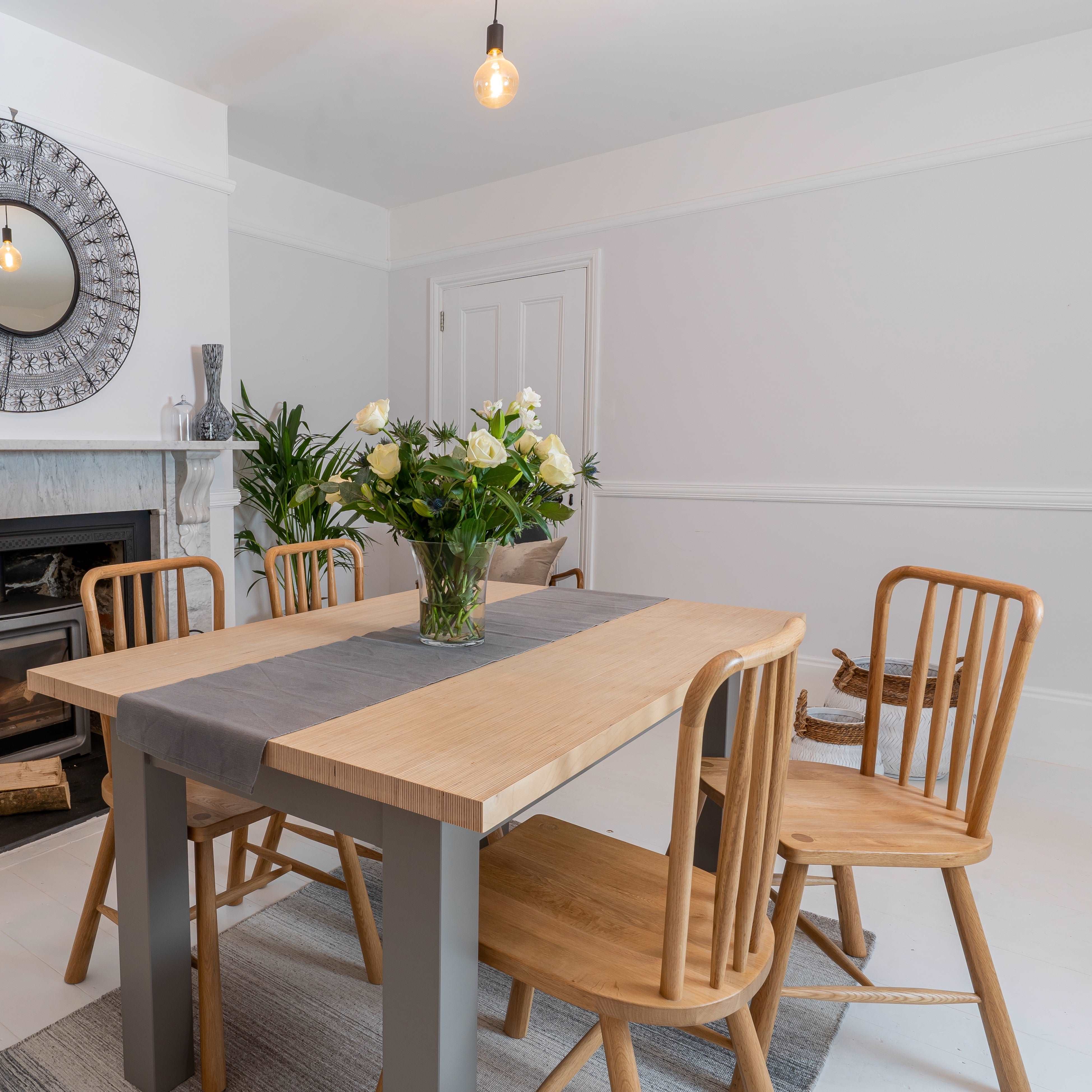 Sand Made Contemporary Farmhouse Wooden Dining Table in Birch Ply