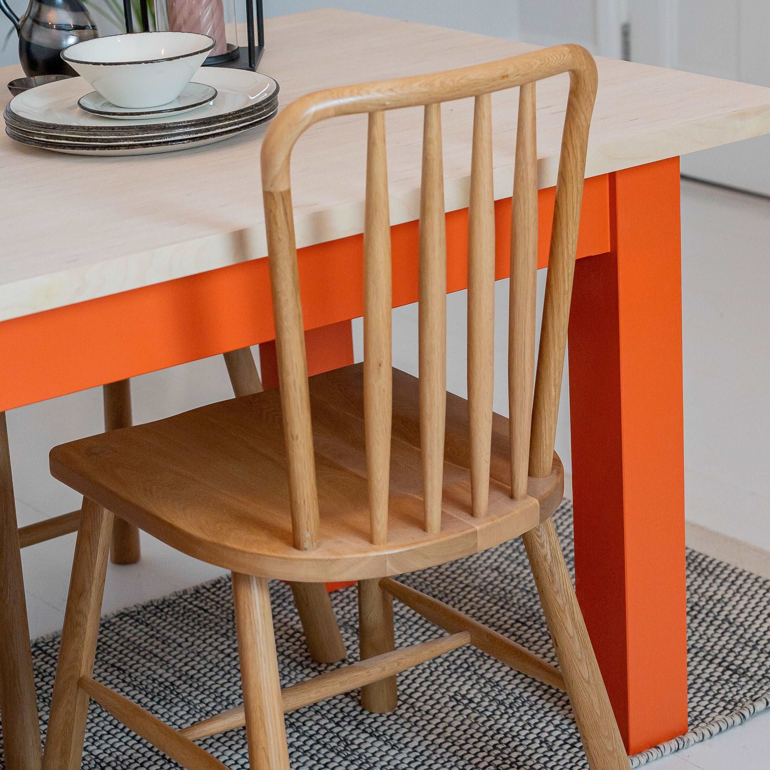 Sand Made Contemporary Farmhouse Wooden Dining Table in Birch Ply