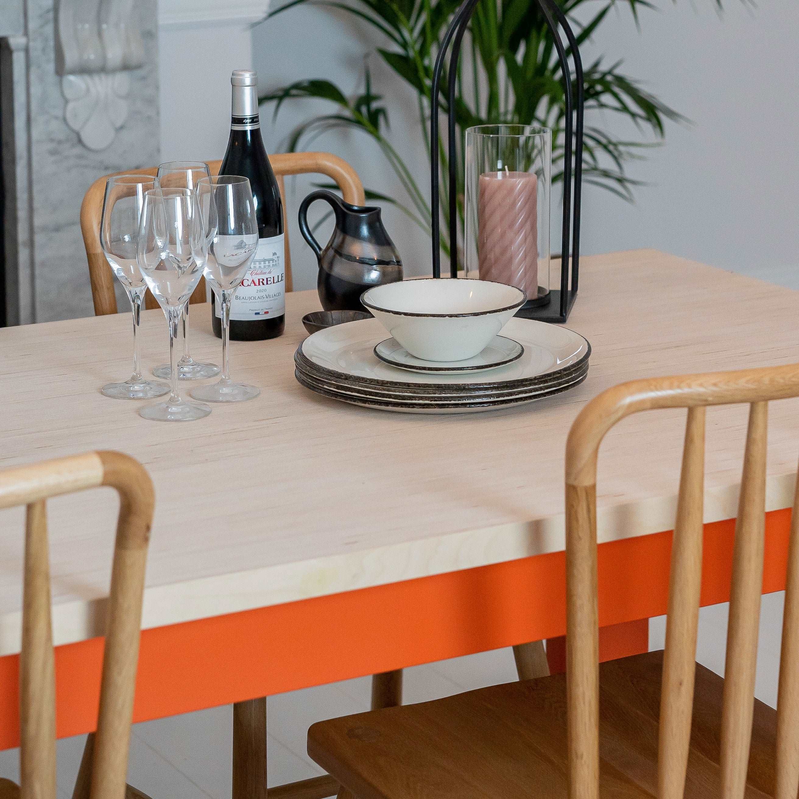 Sand Made Contemporary Farmhouse Wooden Dining Table in Birch Ply