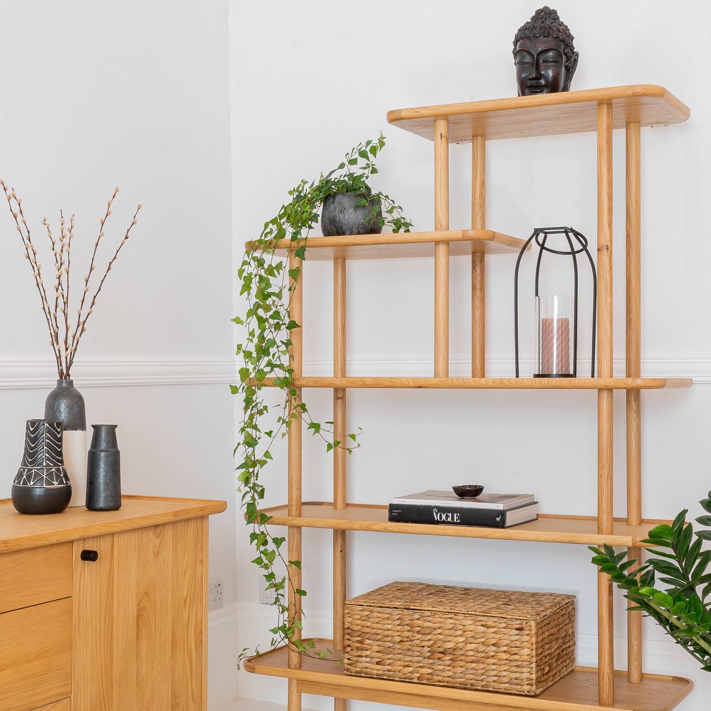 Sandywater Wooden Open Display Shelving unit in Solid Oak