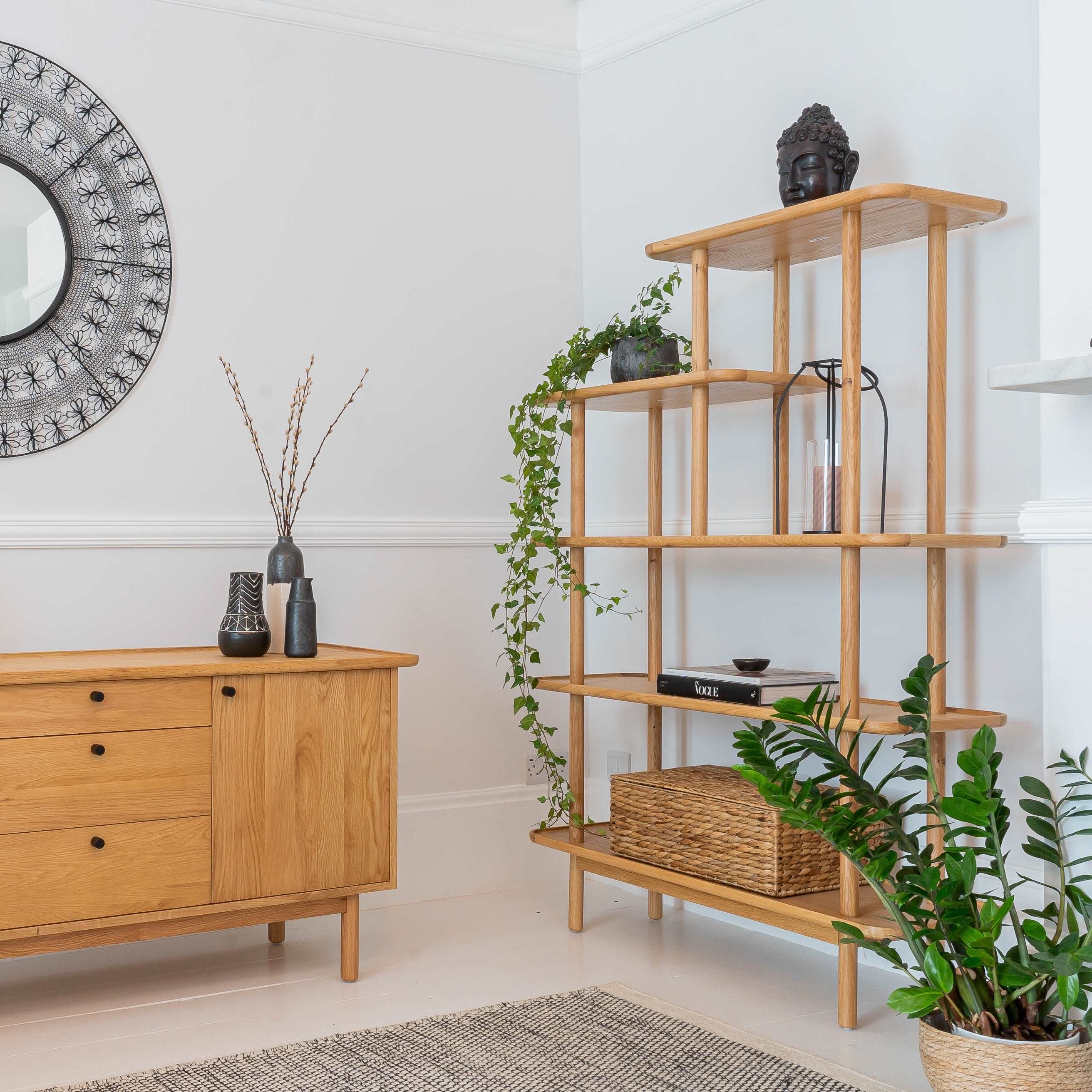 Sandywater Solid Oak 3 Drawer 2 Door Moden Sideboard Unit