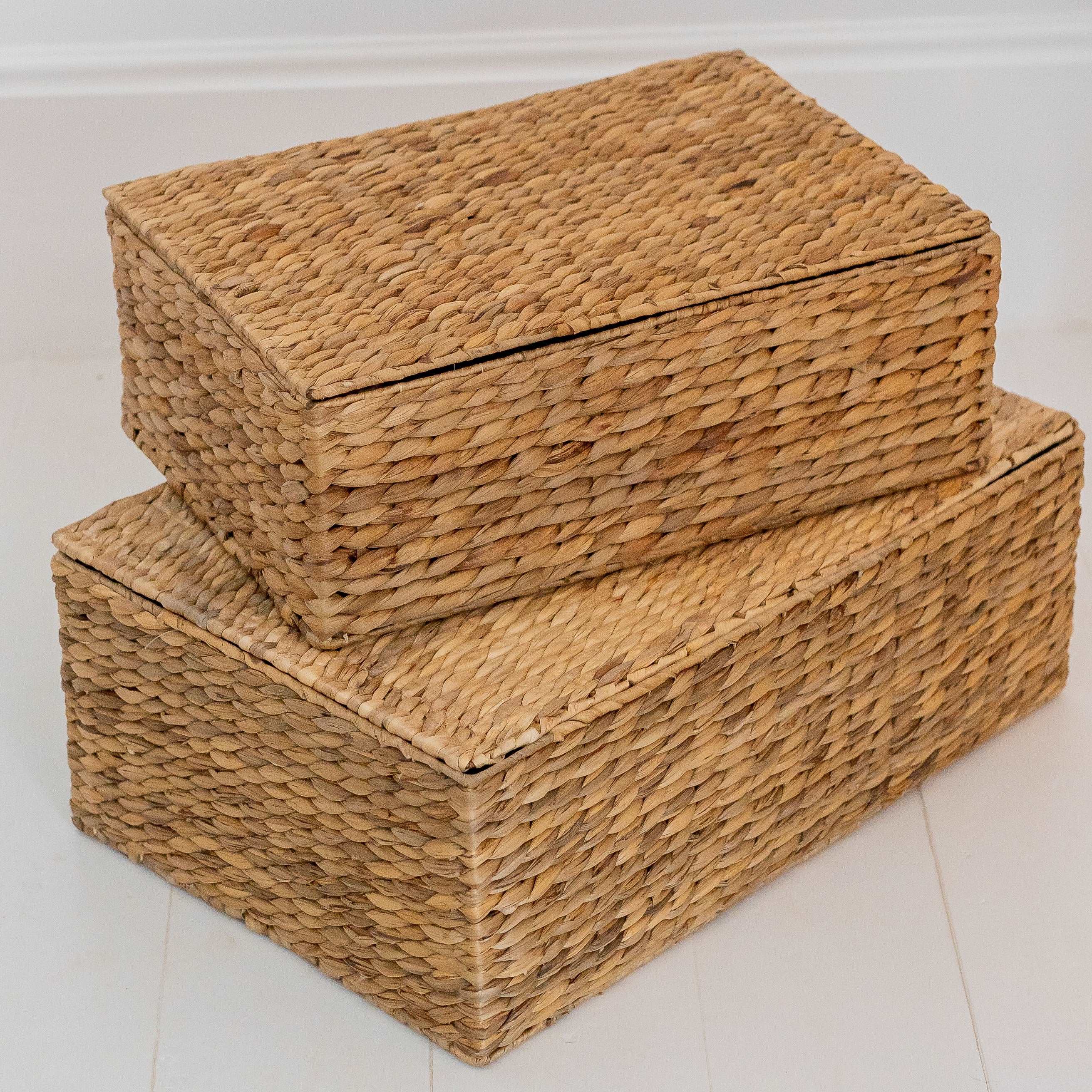 Trunk Water Hyacinth lidded baskets Baskets (Pair)