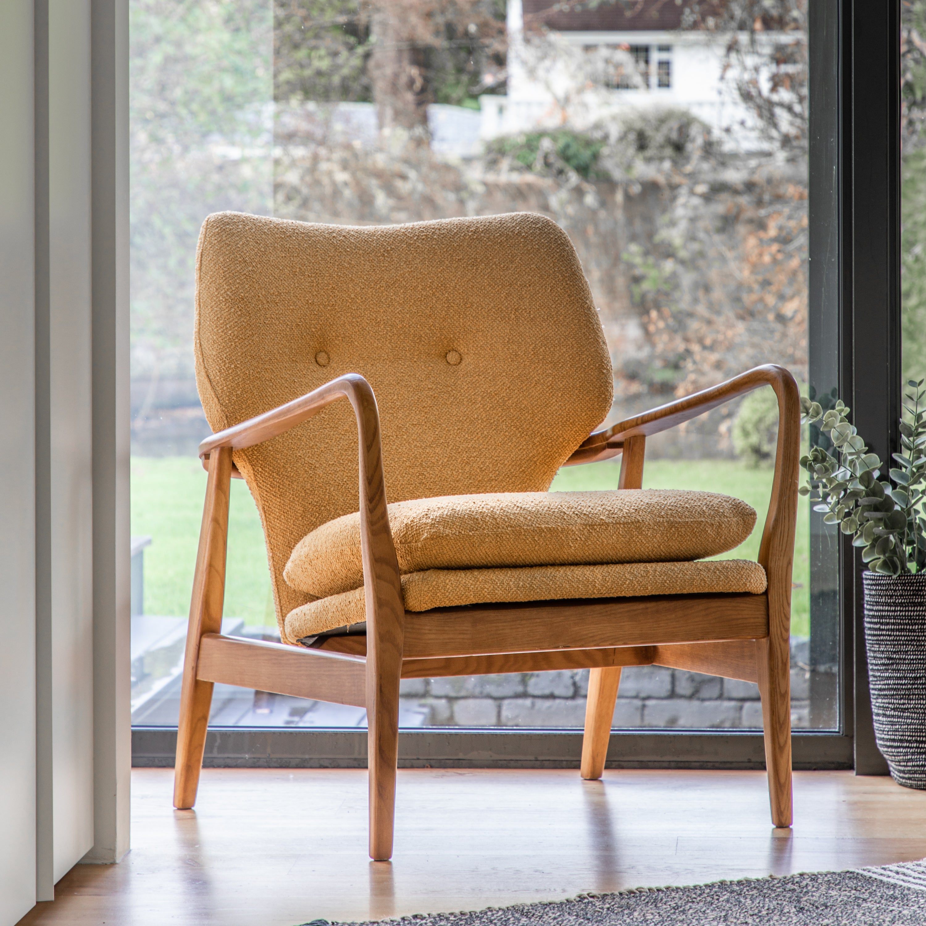 Wood arm chair mid century deals
